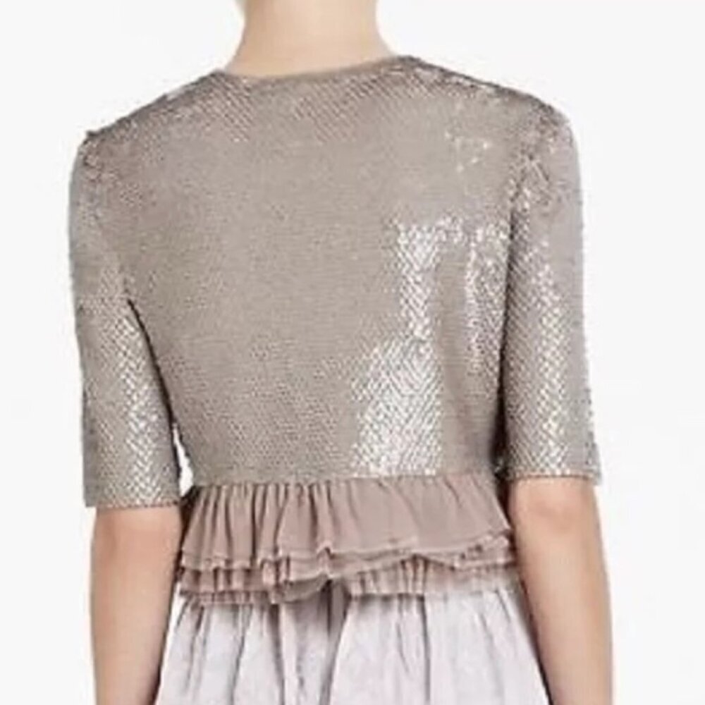 BCBGMaxazria Tan Marin Sequins Shrug Jacket Women’s Size Small - Picture 6 of 7